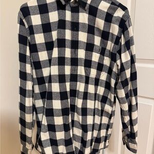 Classic Black and White Plaid Men's Shirt